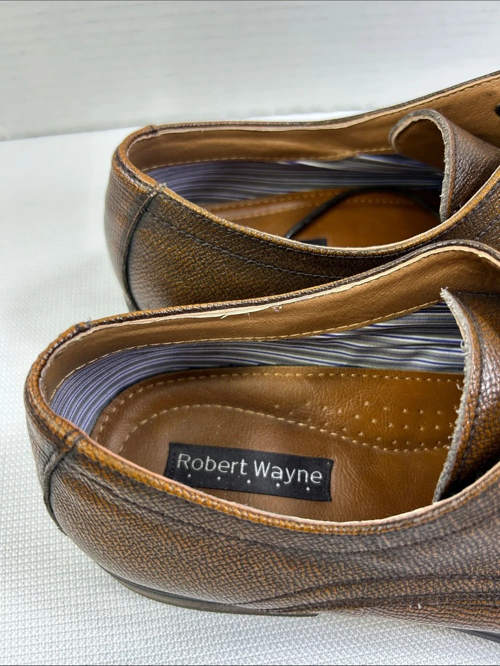 Robert Wayne Brown Textured Leather Derby Dress Shoes Men’s 13D